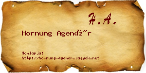 Hornung Agenór névjegykártya